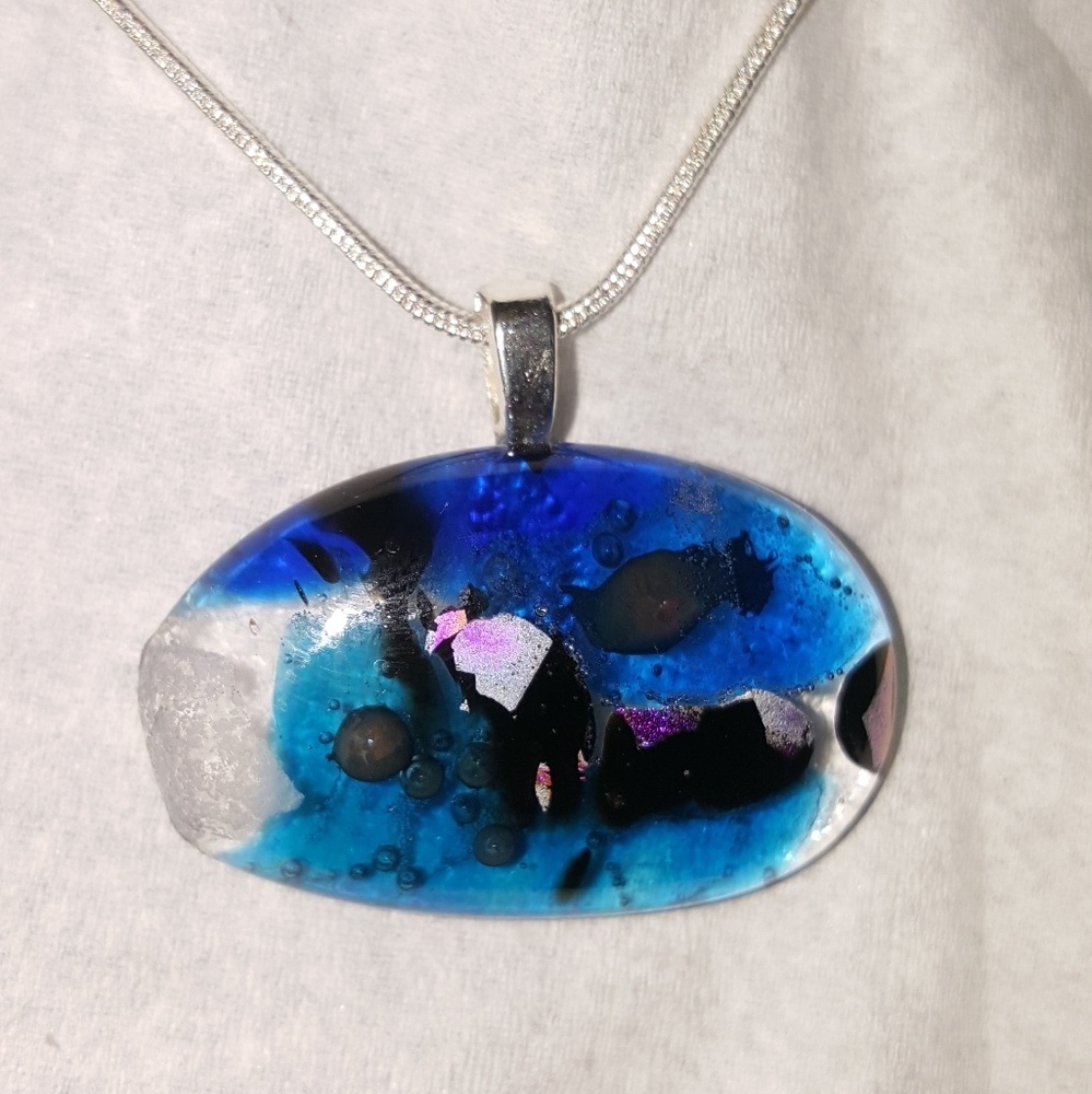 Fused glass pendant, hand crafted